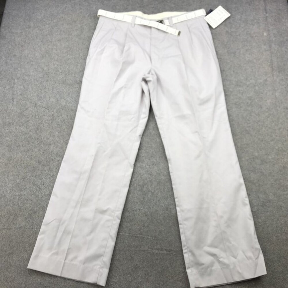 Vintage Par Four Pants Men 36x30 Gray Visa Easy Care Belted Poly Cotton Golf USA